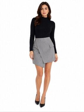 J.O.A. Los Angeles Asymmetrical Skirt Gray M Modern Chic Minimalist Workwear